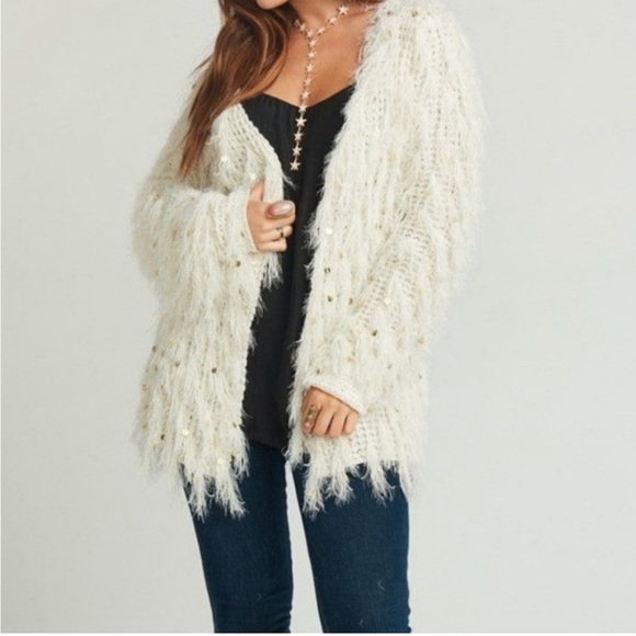 Show me you MUMU shaggy Ivory Cardigan sz small - Picture 2 of 10